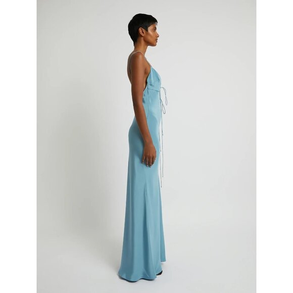 Christopher Esber Slope Tie Silk Dress in Mare 2 New Womens Long Maxi Gown - Picture 11 of 16